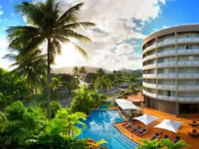 Boasting uninterrupted views of the Coral Sea, and a stunning natural setting amidst landscaped trop