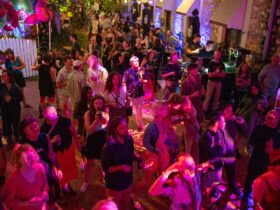 Crowd of people seen from above
