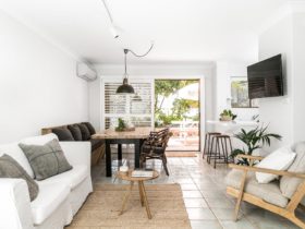 Cooinda - Byron Bay - Living Area Looking to Kitchen and Front Patio
