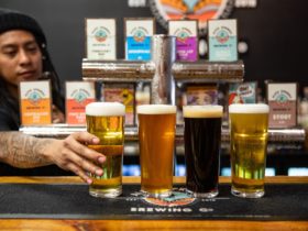 Bar Attendant serving locally brewed Alice Springs Brewing Co. brews