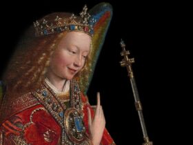 The Annunciation (detail), 1434–6, Jan van Eyck, oil on panel, National Gallery of Art, Washingon DC