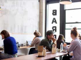 People relaxing in the coffee bar