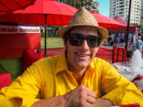 Ged from Ged's homemade lemonade bright and colourful just like his Lemonade