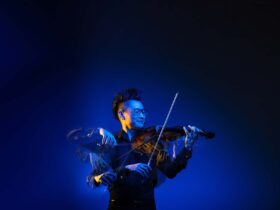 Musician playing instrument
