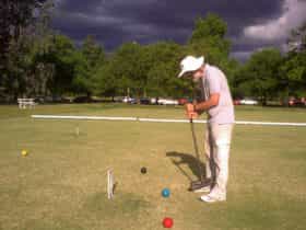 Gentleman at practice on a stormy day