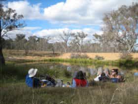 Friends relaxing in the nature park