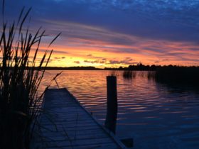 Gorgeous summer sunset over the water