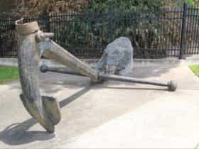 This 19th Century one-arm admiralty inter-tidal anchor is opposite Goyder's Park.