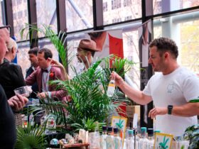 Sam of Wolf Lane Distillery sampling his gins