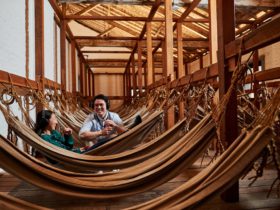 The hammocks inside Hyde Park Barracks
