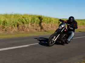 picture of lead rider heading along rural route