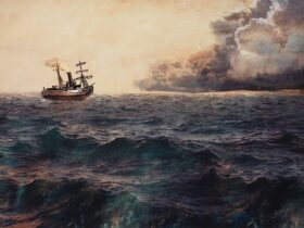 Front endpaper illustration by Sonia Martinez from the picture book Sam, Grace and the Shipwreck
