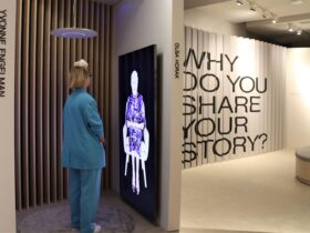 Person speaking with the interactive survivor biography