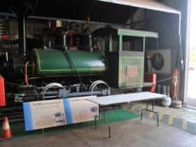 Steam locomotive in the Qantas Hangar.