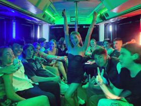 SWAT party bus is the number 1 Party bus on the Gold Coast . 25 , 35 , 45 seaters available
