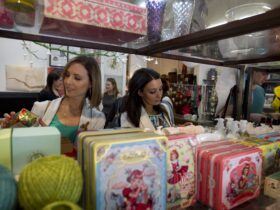 Friends shopping at The Hive
